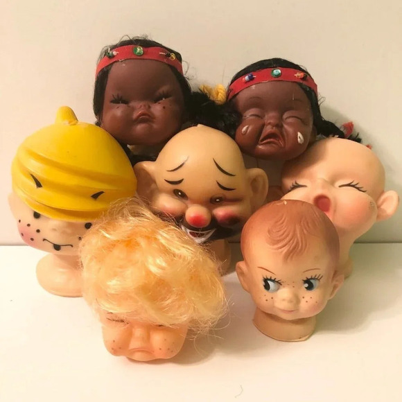 Lot of 7 Assorted Doll Heads Clown Baby Girl Dennis The  Mennace - Picture 1 of 16